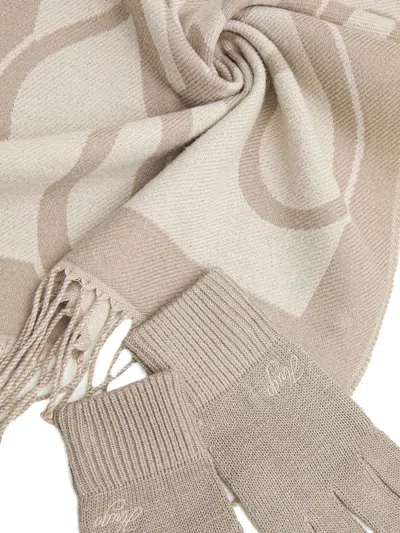 Hugo Boss Fringed-border Scarf Set In Neutral