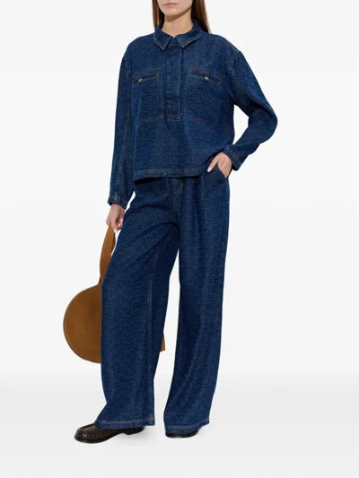 Munthe Ronan Patterned Trousers In Blue