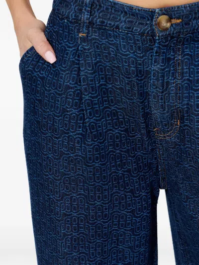 Munthe Ronan Patterned Trousers In Blue