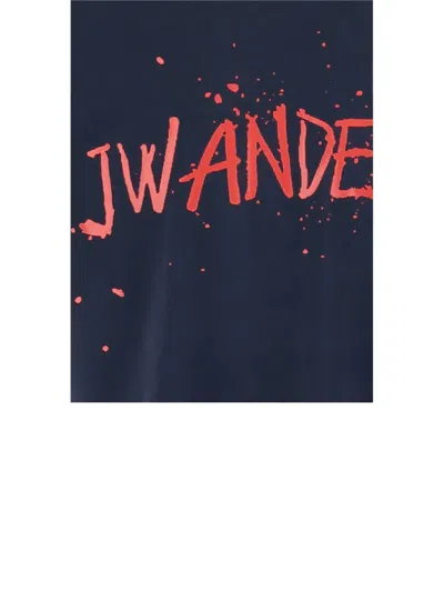 Jw Anderson Logo Crew Neck Graphic Print T Shirt In Blue