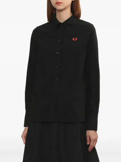 Fred Perry Logo-embroidery Shirt In Black