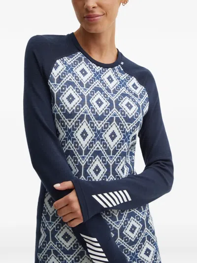 Helly Hansen Patterned Base-layer Top In Blue