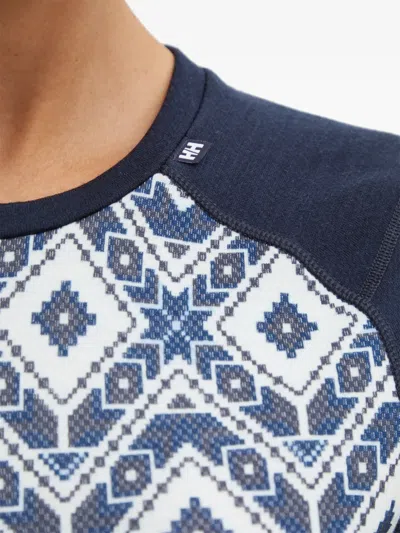 Helly Hansen Patterned Base-layer Top In Blue