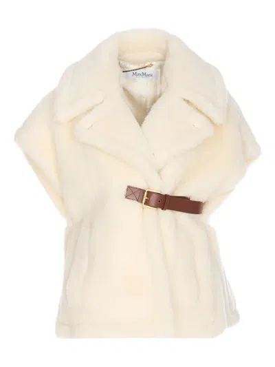 Max Mara Double-breasted Belted Cape In Neutral
