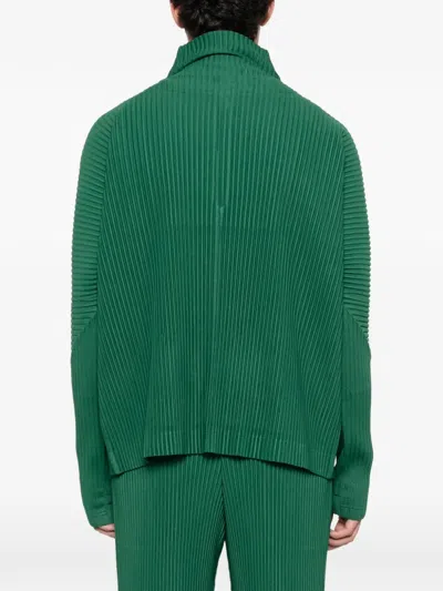 Issey Miyake Pleated Half-zip T-shirt In Green