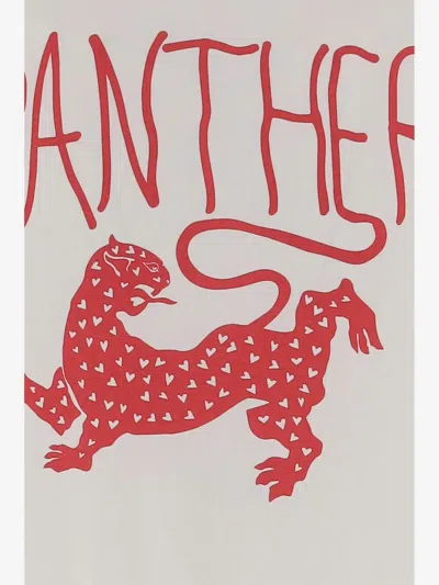 Valentino Panther Graphic Crew Neck T-shirt Short Sleeves In Gray