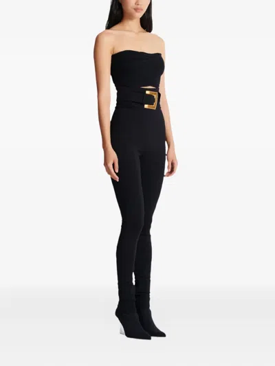 Balmain Buckle-embellished Trousers In Black
