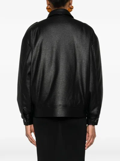 So Allure Zip-up Leather-effect Oversized Jacket In Black