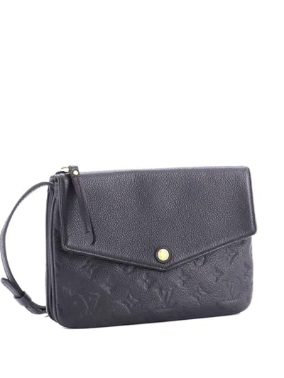 Pre-owned Louis Vuitton Twice Handbag Monogram Empreinte Leather Crossbody Bag In Black
