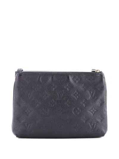 Pre-owned Louis Vuitton Twice Handbag Monogram Empreinte Leather Crossbody Bag In Black