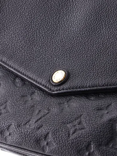 Pre-owned Louis Vuitton Twice Handbag Monogram Empreinte Leather Crossbody Bag In Black