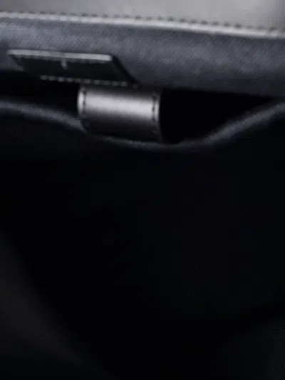 Pre-owned Gucci Double Pocket Buckle Gg Coated Canvas Large Backpack In Black