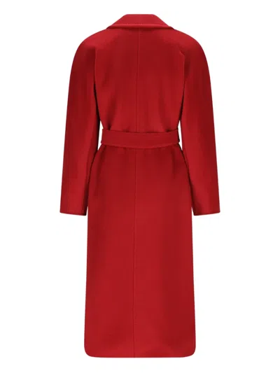 Max Mara Belted Coat In Red