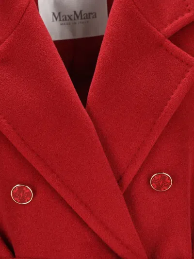 Max Mara Belted Coat In Red