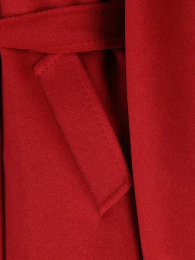 Max Mara Belted Coat In Red