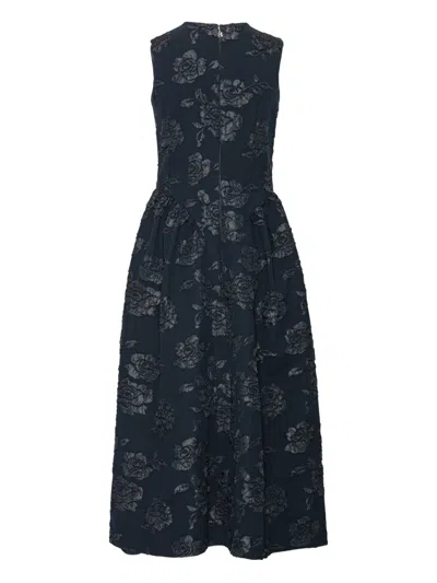 Rotate Birger Christensen Floral-jacquard Midi Dress In Black