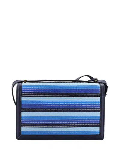 Pre-owned Loewe Barcelona Shoulder Bag Stitched Leather Medium Crossbody Bag In Blue