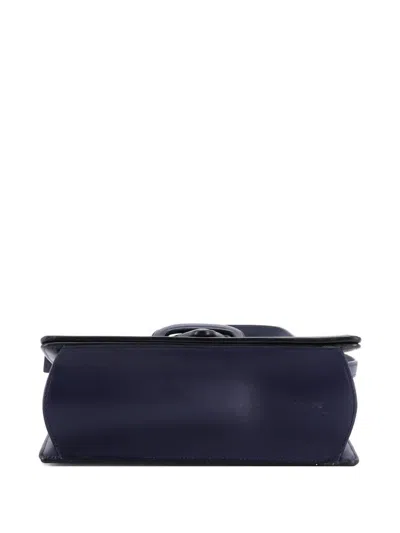 Pre-owned Loewe Barcelona Shoulder Bag Stitched Leather Medium Crossbody Bag In Blue