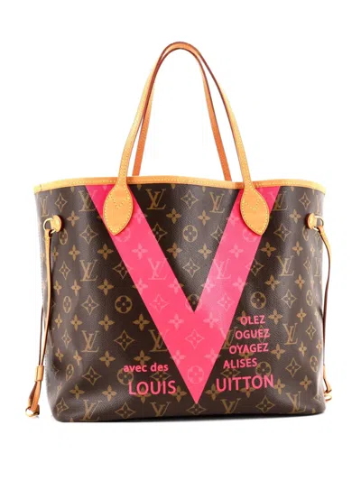 Pre-owned Louis Vuitton Neverfull Nm Limited Edition Cities V Monogram Canvas Mm Tote Bag In Brown