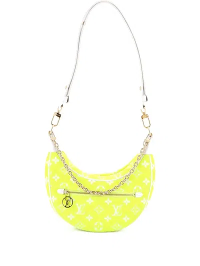 Pre-owned Louis Vuitton Loop Handbag Lv Match Monogram Jacquard Velvet Hobo Bag In Green