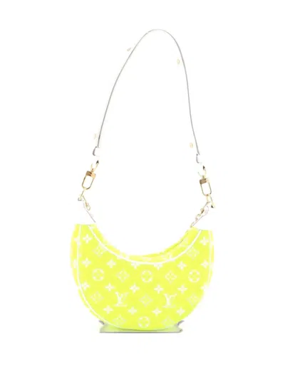 Pre-owned Louis Vuitton Loop Handbag Lv Match Monogram Jacquard Velvet Hobo Bag In Green
