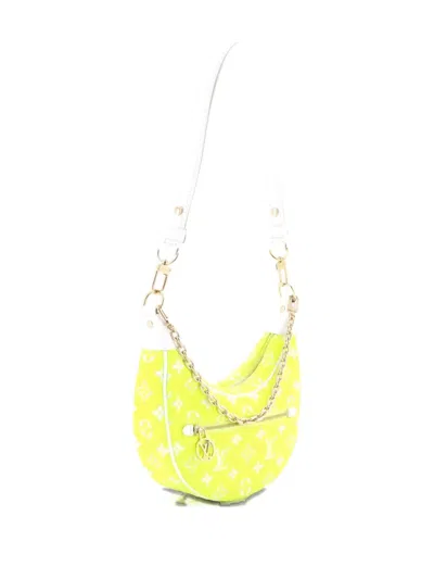 Pre-owned Louis Vuitton Loop Handbag Lv Match Monogram Jacquard Velvet Hobo Bag In Green