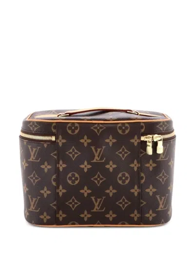 Pre-owned Louis Vuitton Nice Vanity Case Monogram Canvas Bb Pouch In Brown