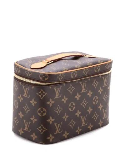 Pre-owned Louis Vuitton Nice Vanity Case Monogram Canvas Bb Pouch In Brown
