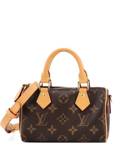 Pre-owned Louis Vuitton Speedy Bandouliere Nm Bag Monogram Canvas Nano Crossbody Bag In Brown