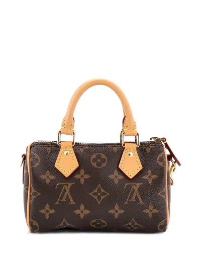 Pre-owned Louis Vuitton Speedy Bandouliere Nm Bag Monogram Canvas Nano Crossbody Bag In Brown
