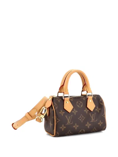 Pre-owned Louis Vuitton Speedy Bandouliere Nm Bag Monogram Canvas Nano Crossbody Bag In Brown