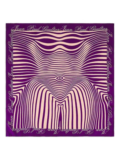 Jean Paul Gaultier Striped-pattern Scarf In Purple