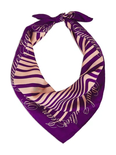 Jean Paul Gaultier Striped-pattern Scarf In Purple