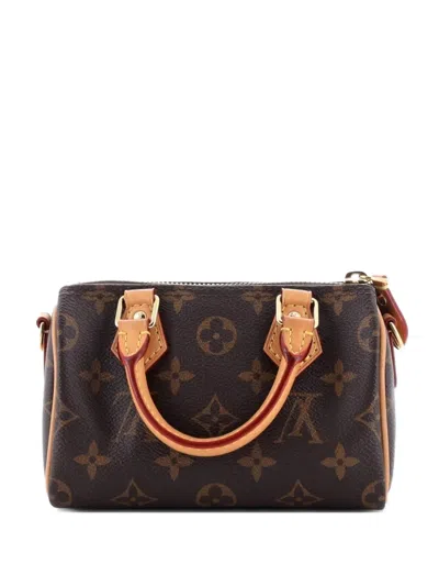 Pre-owned Louis Vuitton Speedy Bandouliere Nm Bag Monogram Canvas Nano Crossbody Bag In Brown