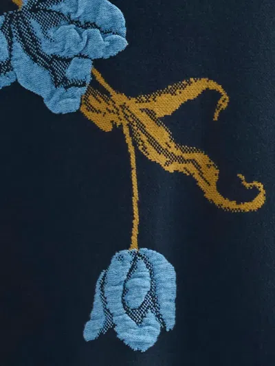 Erdem Floral-jacquard Knitted Midi Skirt In Blue