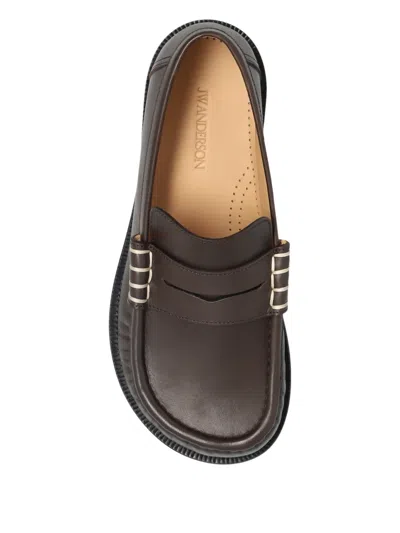 Jw Anderson Penny-slot Loafers In Brown