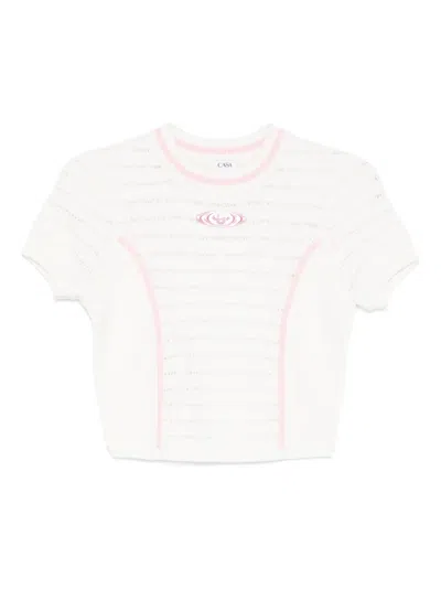 Casablanca Trim Knit Top In White