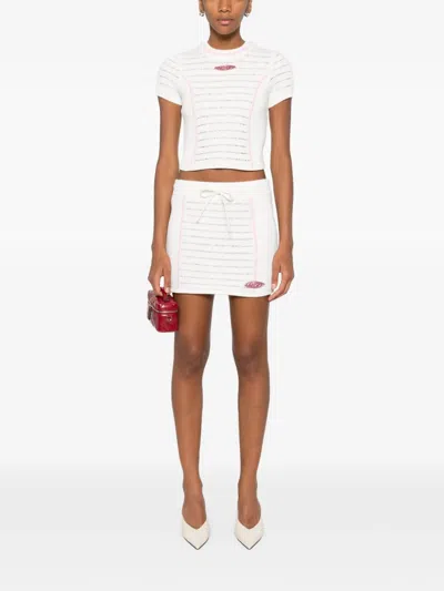 Casablanca Trim Knit Top In White