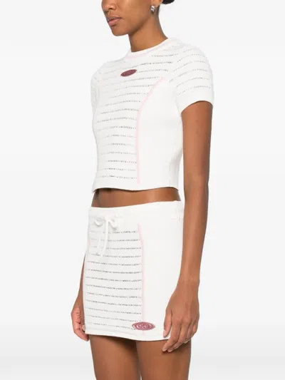 Casablanca Trim Knit Top In White