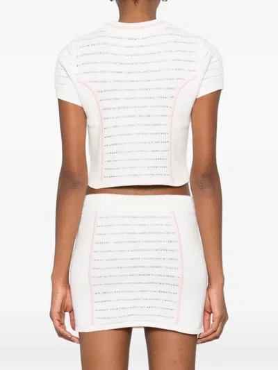 Casablanca Trim Knit Top In White