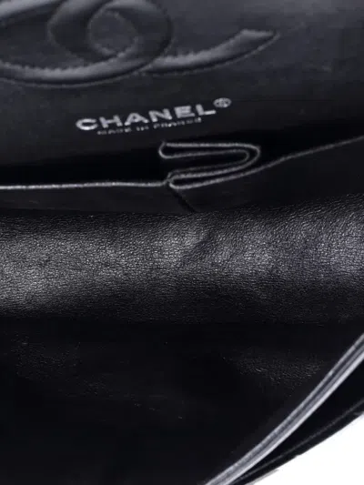 Pre-owned Chanel Classic Double Flap Bag Quilted Patent Medium Shoulder Bag In Black