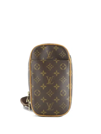 Pre-owned Louis Vuitton Pochette Gange Monogram Canvas Belt Bag In Brown