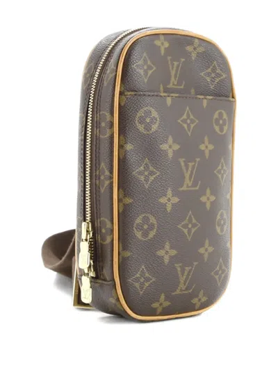 Pre-owned Louis Vuitton Pochette Gange Monogram Canvas Belt Bag In Brown