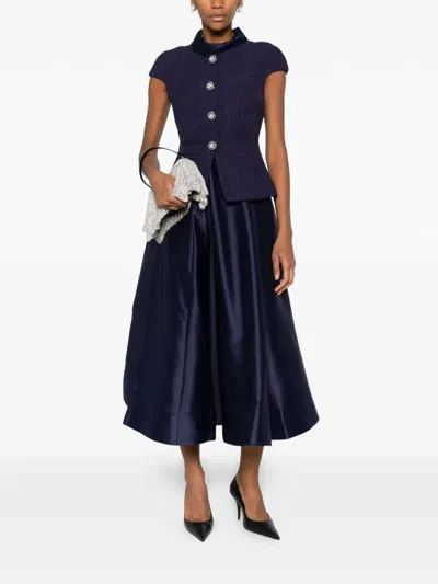 Self-portrait Bouclé-effect Tailored Midi Dress In Blue