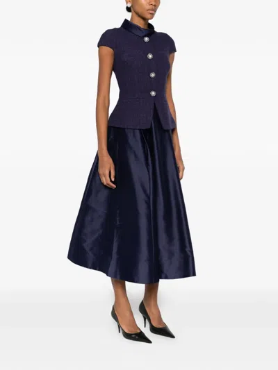 Self-portrait Bouclé-effect Tailored Midi Dress In Blue