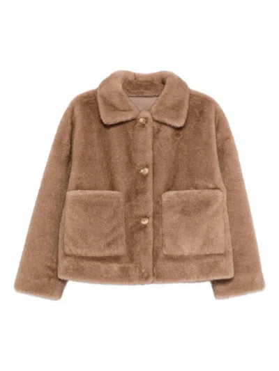 Studio Ar Reversible Faux-fur Jacket In Brown