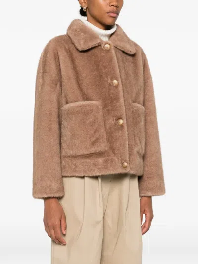 Studio Ar Reversible Faux-fur Jacket In Brown