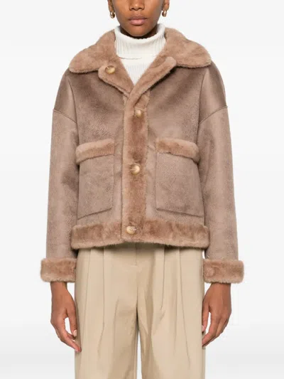Studio Ar Reversible Faux-fur Jacket In Brown