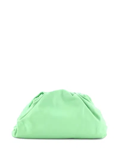 Pre-owned Bottega Veneta The Pouch Leather Teen Clutch Bag In Green