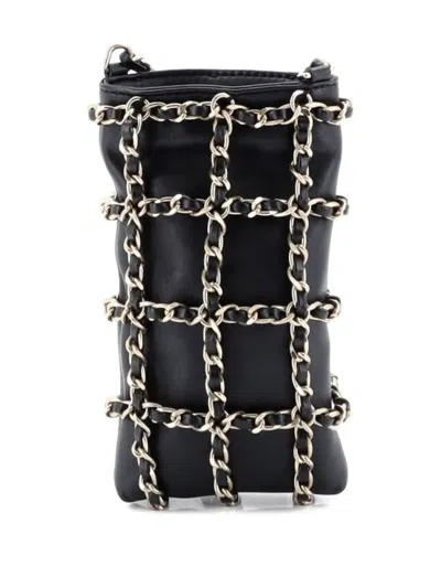 Pre-owned Chanel Tech Me Out With Chain Lambskin Clutch Bag In Black